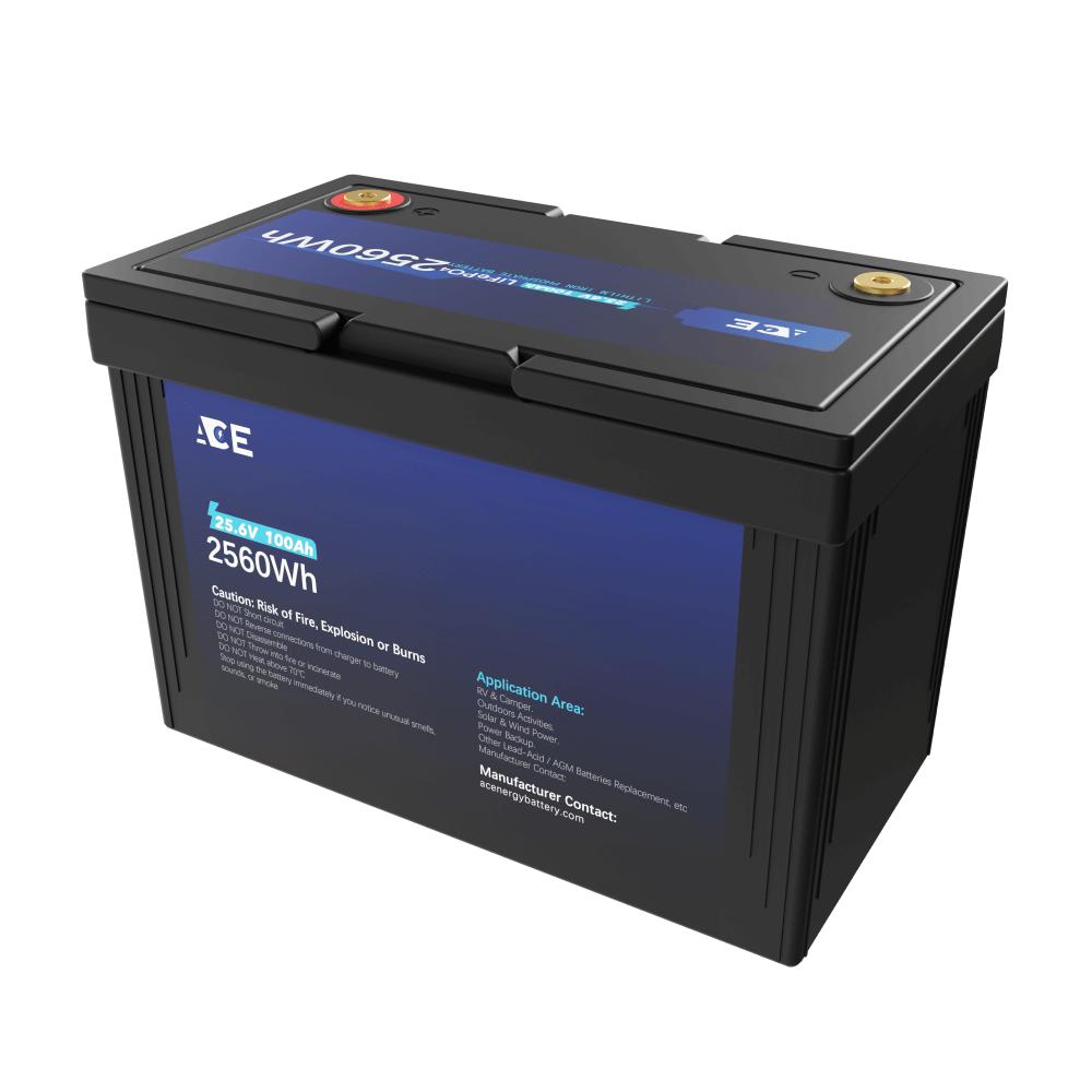 ACEnergy 24V 100Ah LiFePO4 Li-Ion Battery supply 25.6V 2560Wh notes